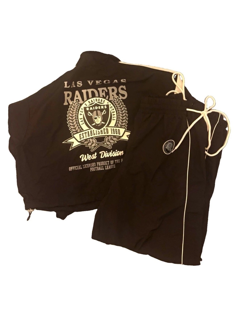Las Vegas Raiders Ultra Game NFL Women’s Cropped Jacket M & Pants L Matching Set